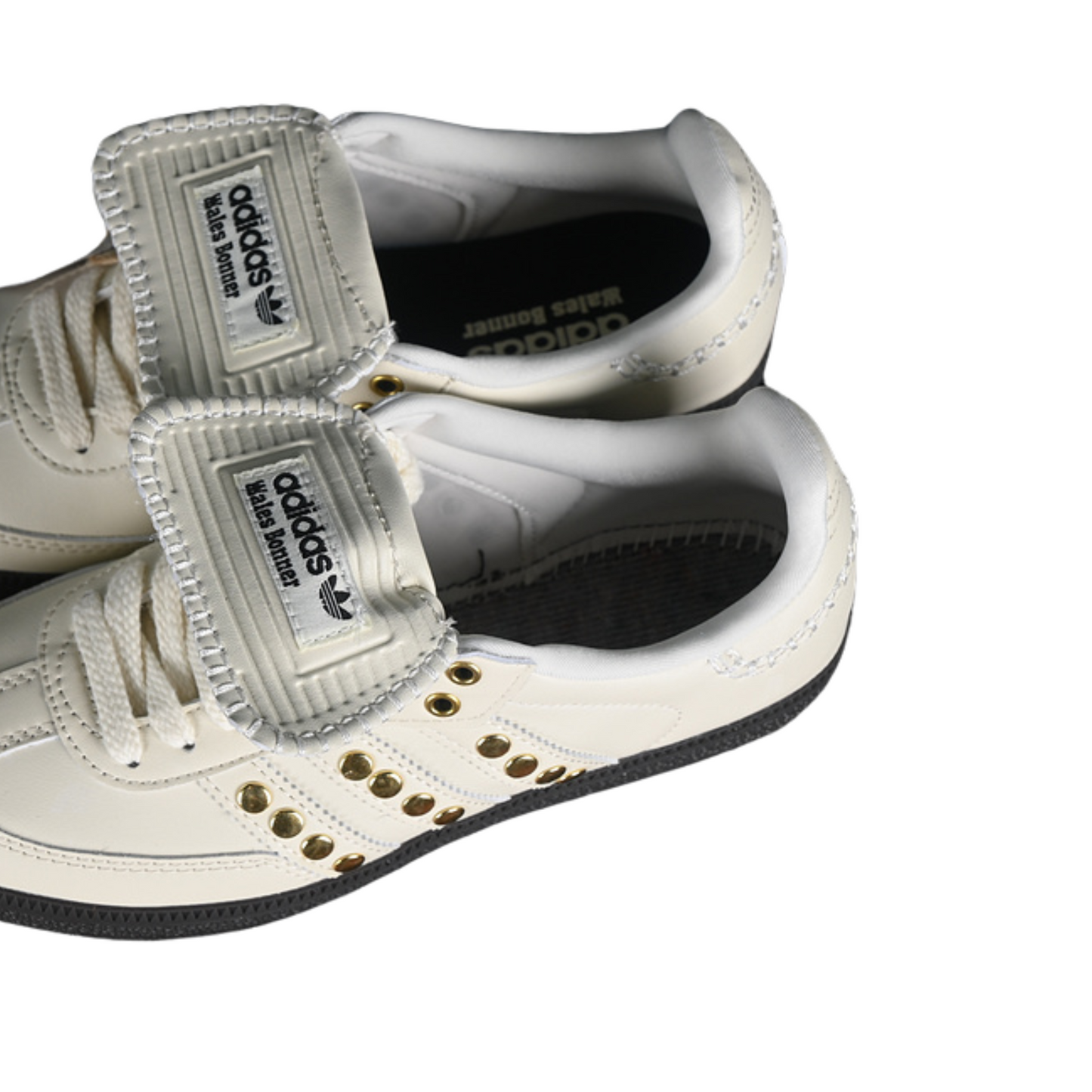 Cream white Studded Retro Leather Sneakers