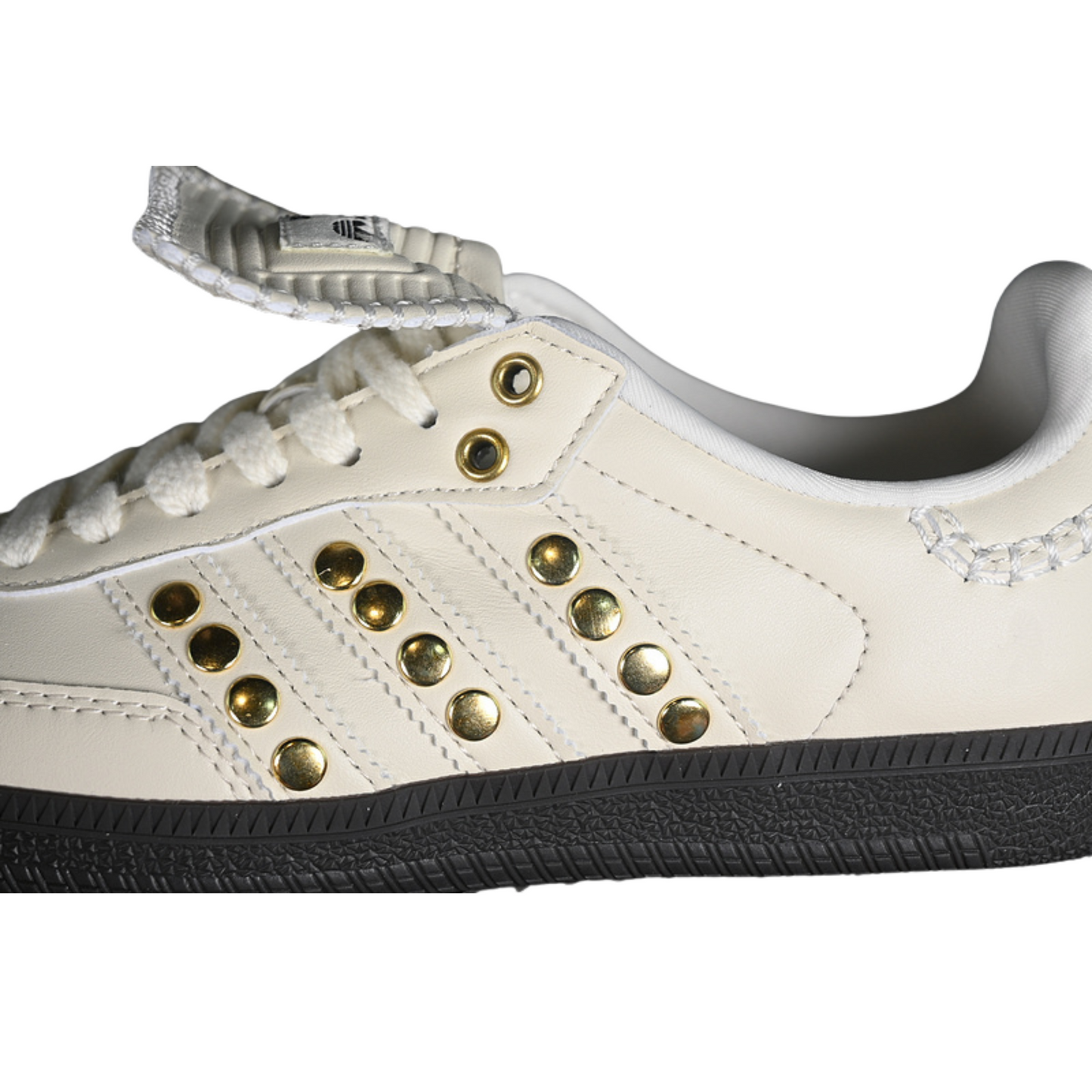 Cream white Studded Retro Leather Sneakers