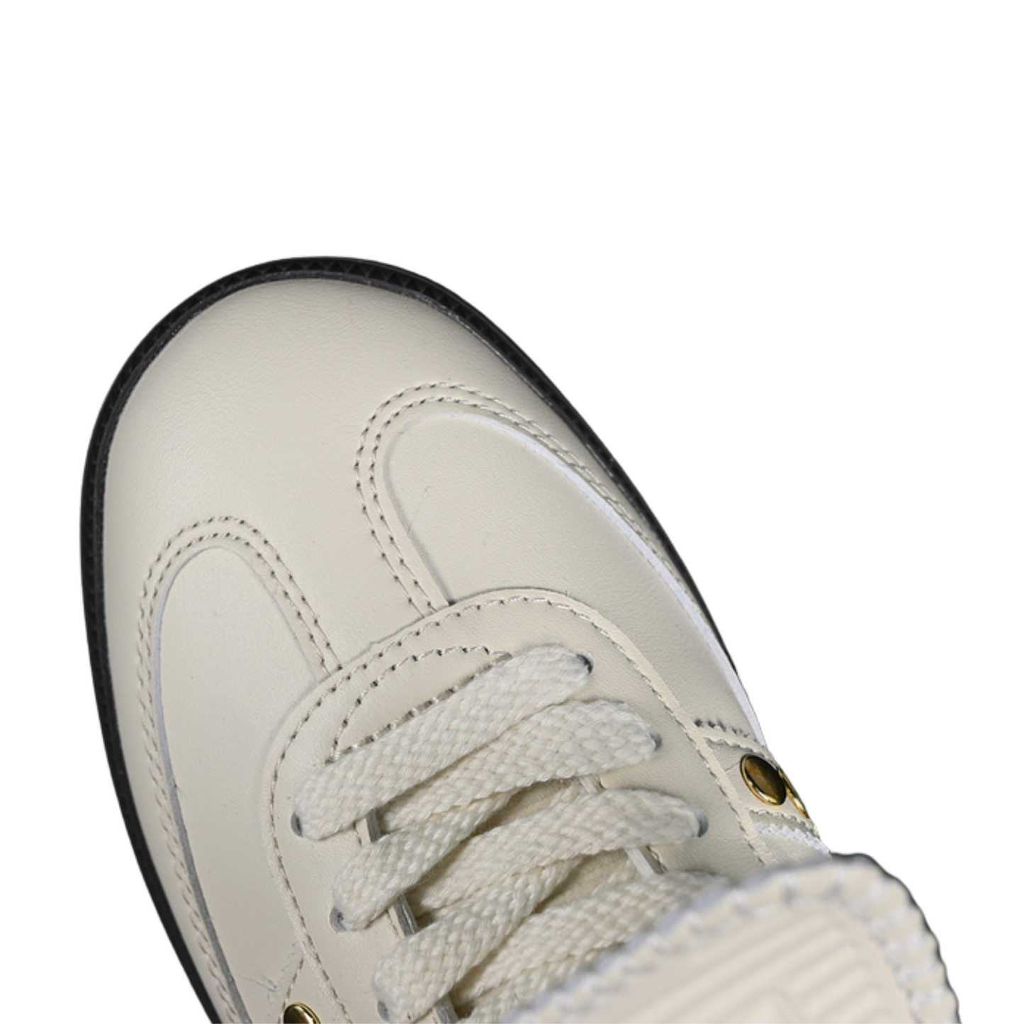 Cream white Studded Retro Leather Sneakers