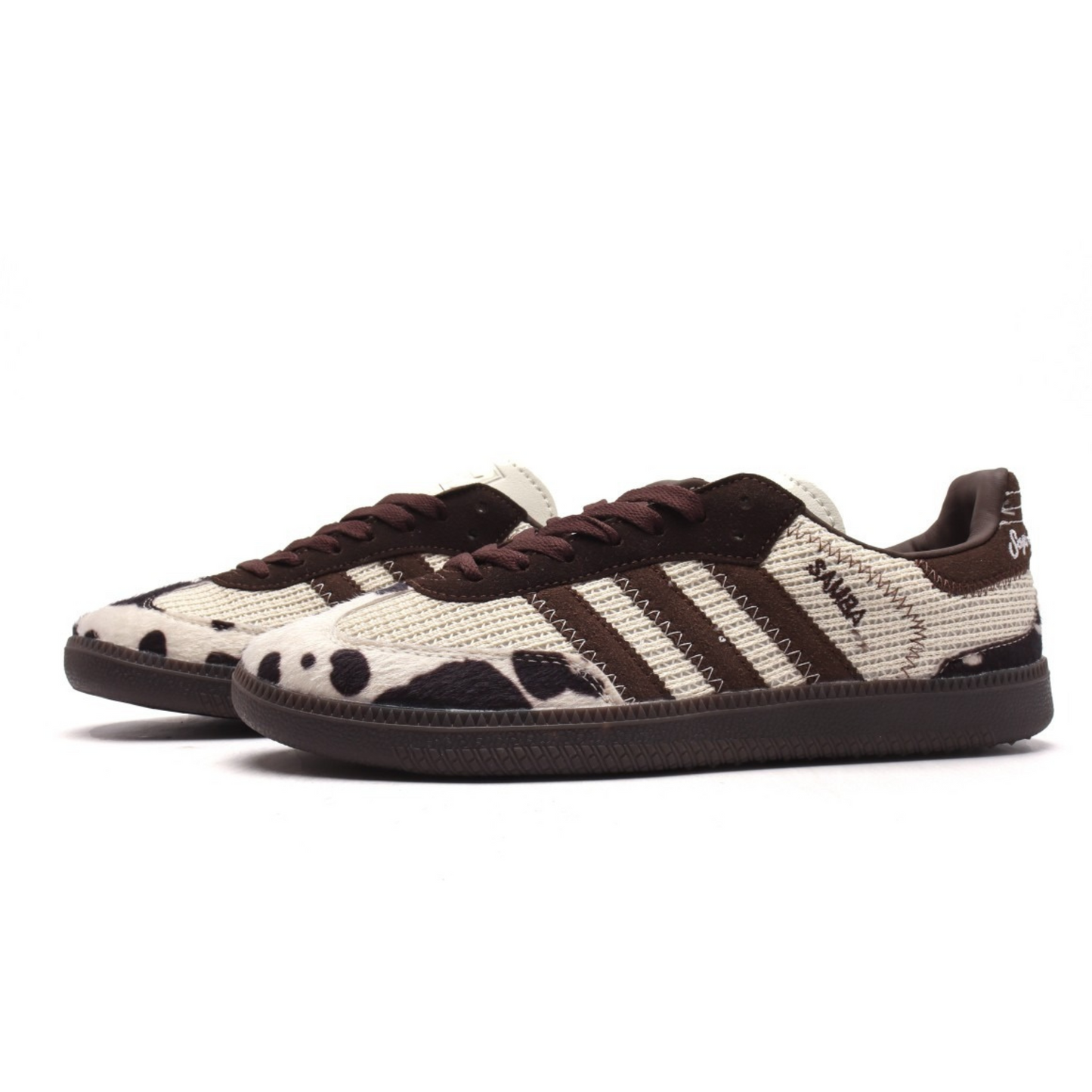 Cow Print Retro Leather Sneakers