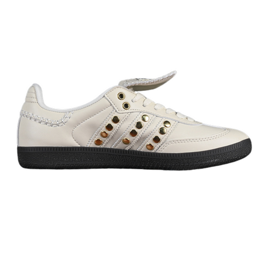 Cream white Studded Retro Leather Sneakers